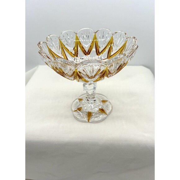 Vintage Heavy Brown Accents Glass Candy Dish Nut Bowl SKU449 - Picture 2 of 6